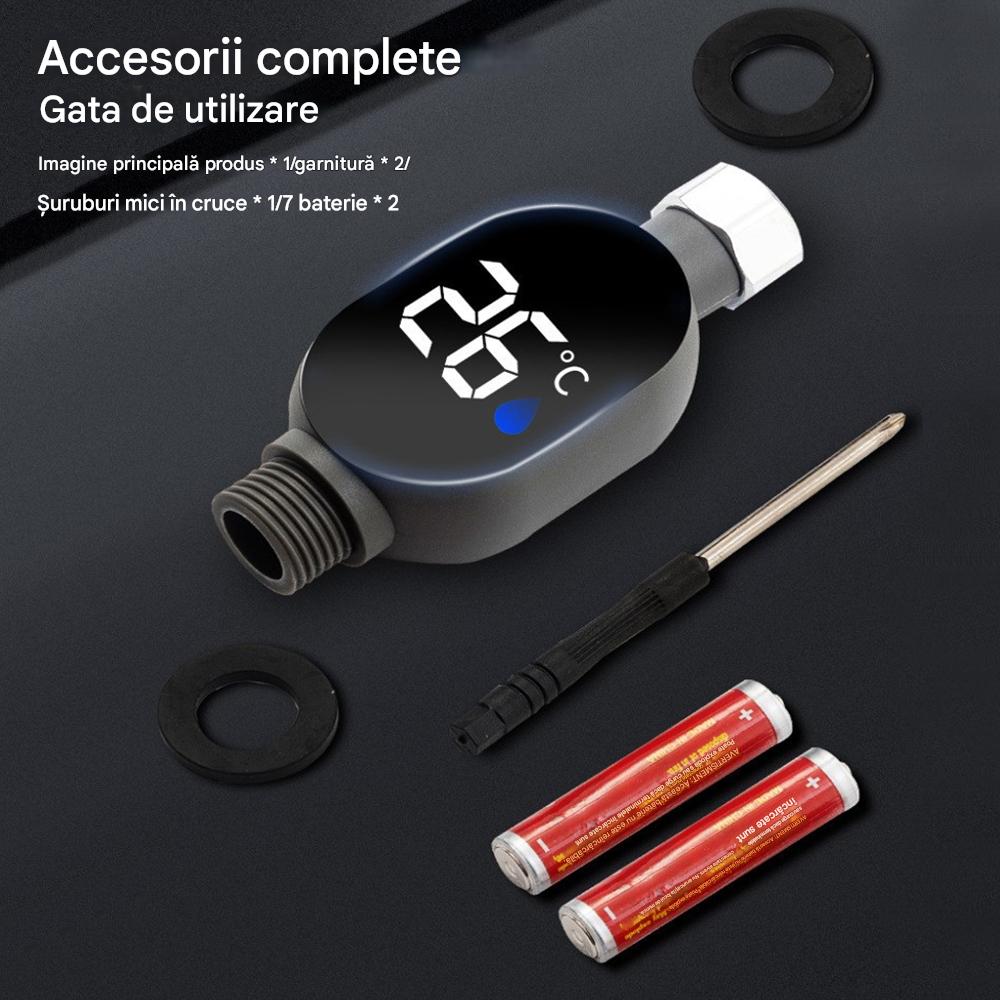 Termometru digital cu LED – se potrivește la orice robinet, duș sau filet